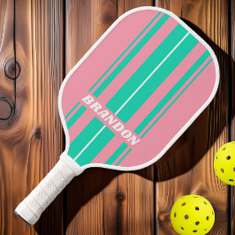 Palas De Pickleball Brisa de Playa Nostálgico Tablero Rayas con Nombre