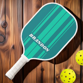 Palas De Pickleball Brisa de Playa Turquesa Tablas de Rayas con Nombre