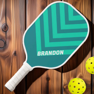 Palas De Pickleball Brisa de Playa Verde Azul Vintage Chevron con Nomb