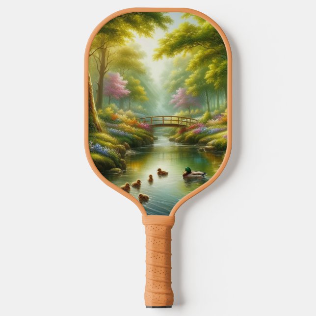Palas De Pickleball Brook de primavera con patos/flores (Anverso)