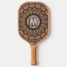 Browns naturales Mandala Pattern Paddle de pelota 