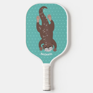 Palas De Pickleball Buceo con nutria en el ilustracion verde azulado p