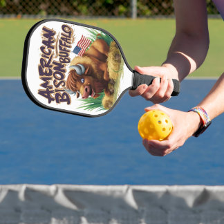 Palas De Pickleball Búfalo de venado estadounidense con bandera estado
