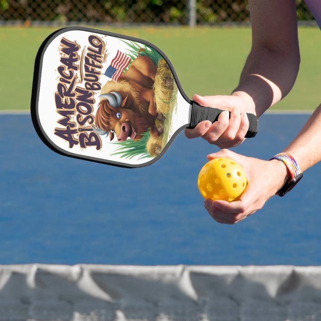 Palas De Pickleball Búfalo de venado estadounidense con bandera estado (in situ)