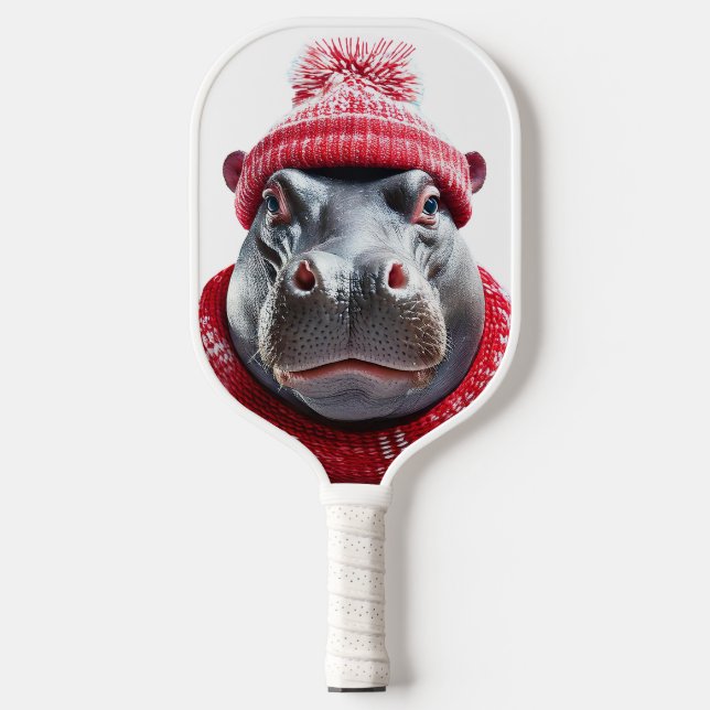 Palas De Pickleball Bufanda y gorro de hipopótamo  (Anverso)