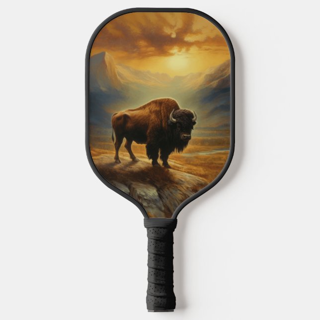 Palas De Pickleball Buffalo Bison Sunset Silhouette (Anverso)