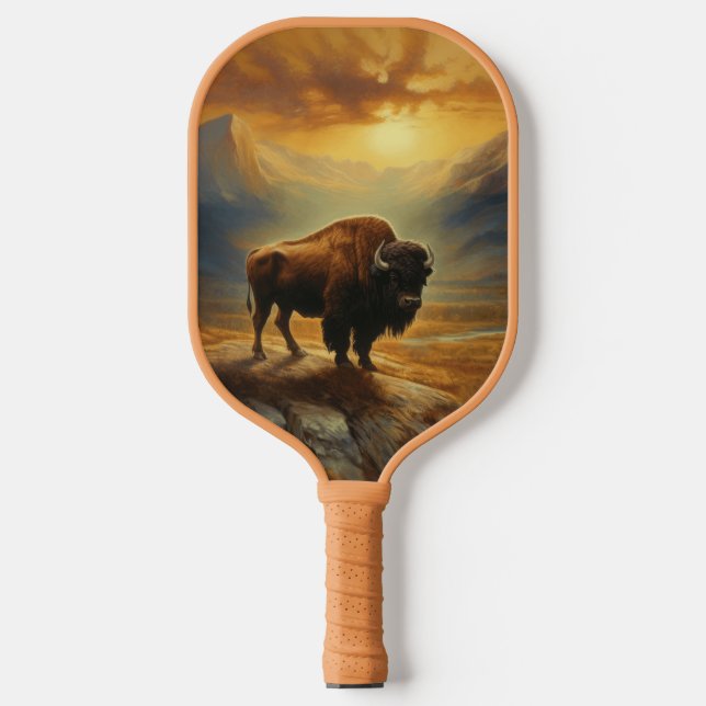 Palas De Pickleball Buffalo Bison Sunset Silhouette (Anverso)