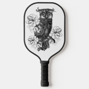 Palas De Pickleball Búho Gris Orquídeas Blancas