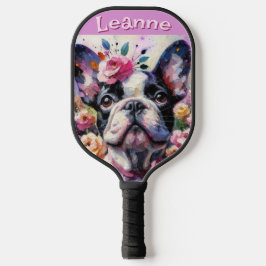 Palas De Pickleball Bulldog francés con Rosas floral personalizado