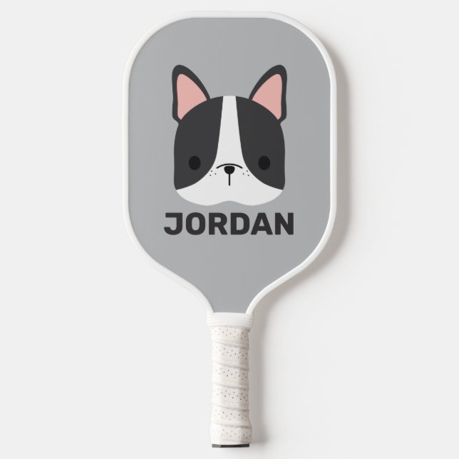 Palas De Pickleball Bulldog francés lindo con nombre personalizado (Anverso)