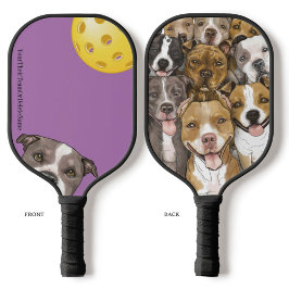 Palas De Pickleball BullTerriers en un remo de bolas moradas