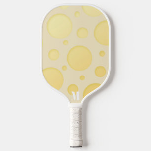 Palas De Pickleball Burbujas amarillas y blancas Monograma moderno