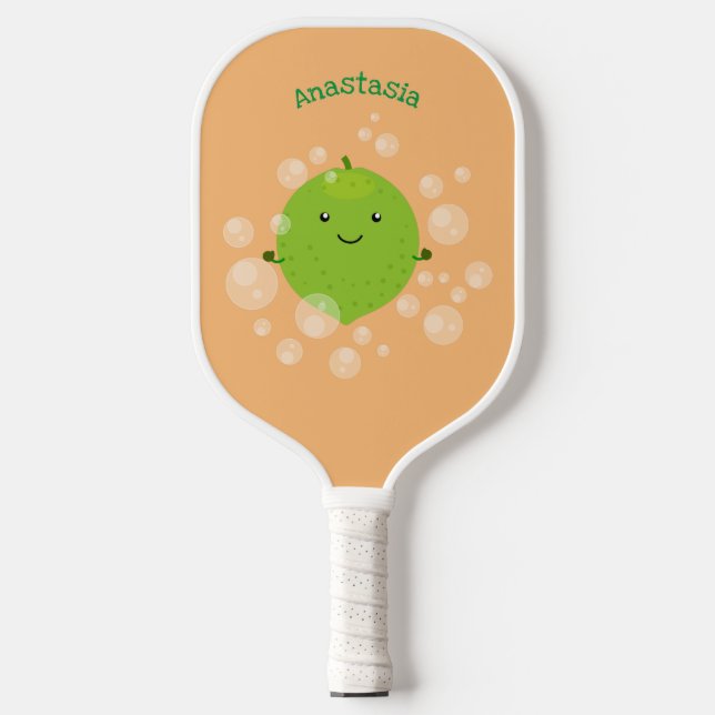 Palas De Pickleball Burbujas de cal verde suave ilustracion personaliz (Anverso)