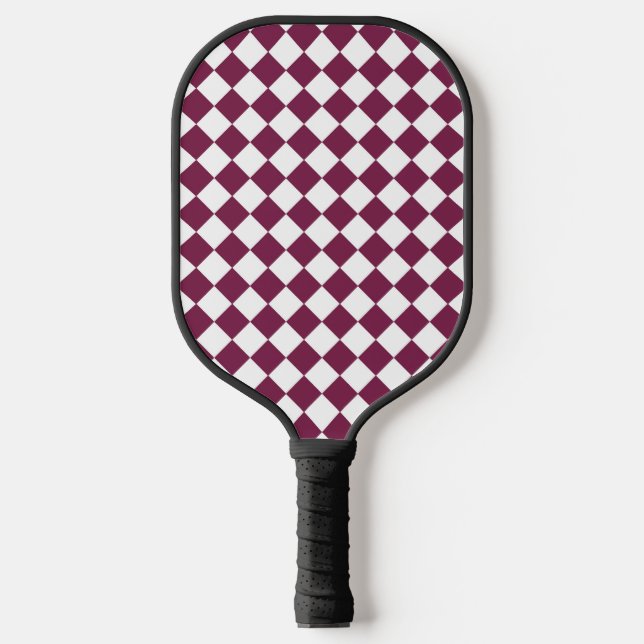 Palas De Pickleball Burgundy White Checker Diamond Pattern (Anverso)