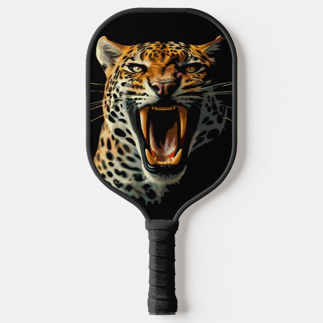 Palas De Pickleball Cabeza de ataque ruidosa de leopardo (Anverso)