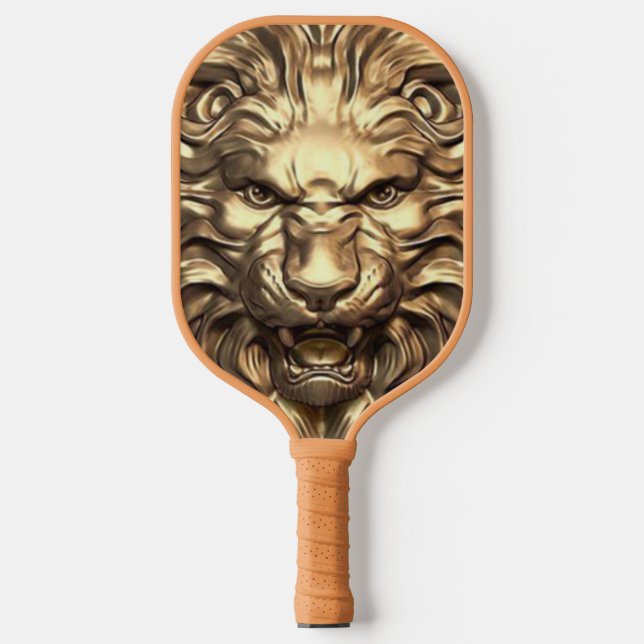 Palas De Pickleball Cabeza de León Rugiente Dorado. Personaliza  (Anverso)