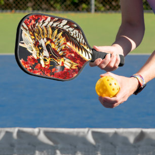 Palas De Pickleball Cabeza dorada del dragón respirando fuego