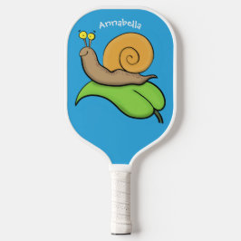 Palas De Pickleball Caca, caracol feliz en un ilustracion personalizad
