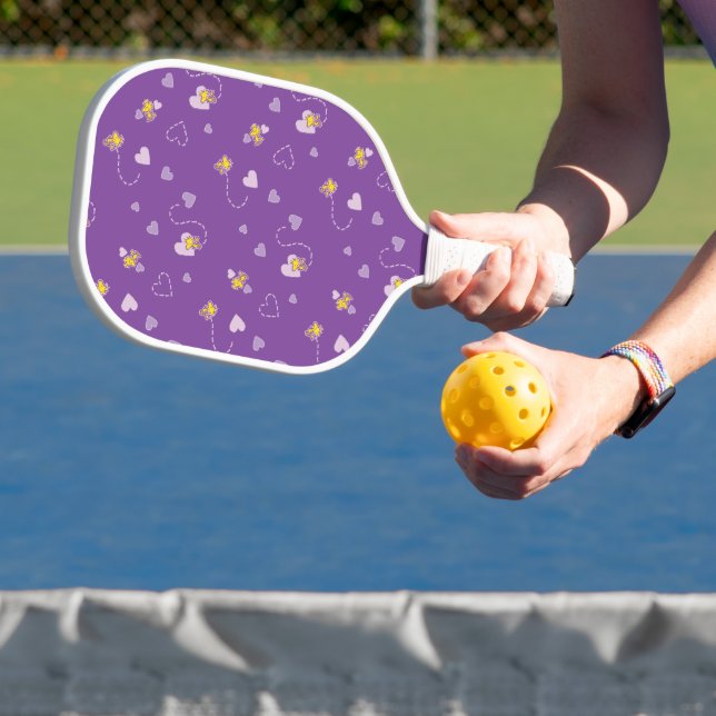 Palas De Pickleball Cacahuetes | Patrón cardíaco púrpura de Woodstock (in situ)
