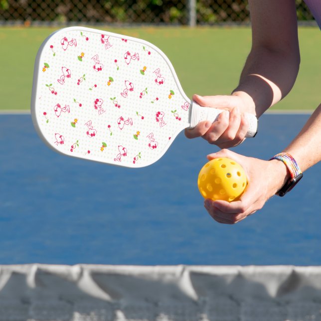 Palas De Pickleball Cacahuetes | Patrón de cerezo Snoopy y Woodstock (in situ)