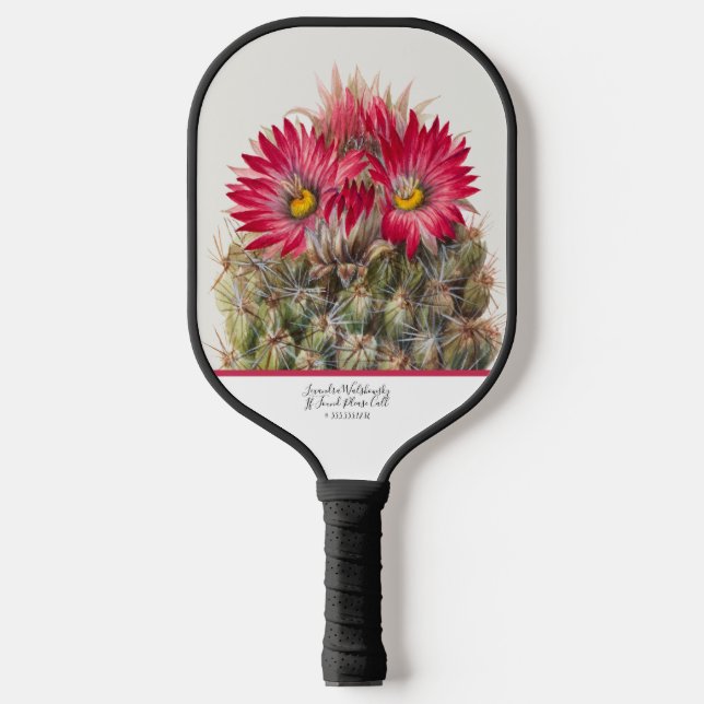 Palas De Pickleball Cactus Cacti Wire de flor roja de madera del suroe (Anverso)