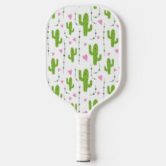 Palas De Pickleball Cactus lindo con corazones en verde