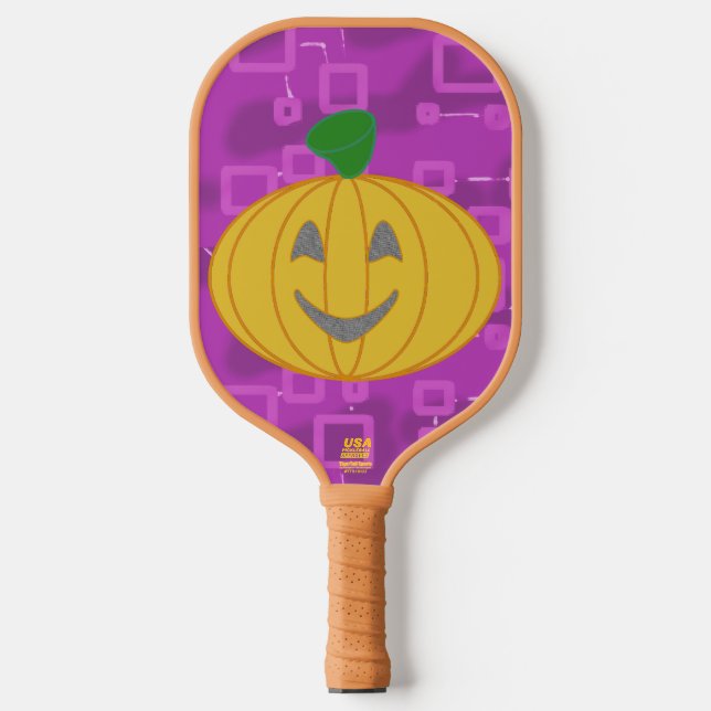 Palas De Pickleball Calabaza moderna sobre geométrica púrpura (Anverso)