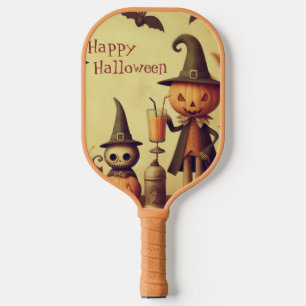 Palas De Pickleball Calabazas y murciélagos de Halloween de época