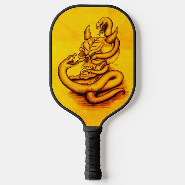 Palas De Pickleball Calavera - Cabeza malvada con serpiente (Anverso)