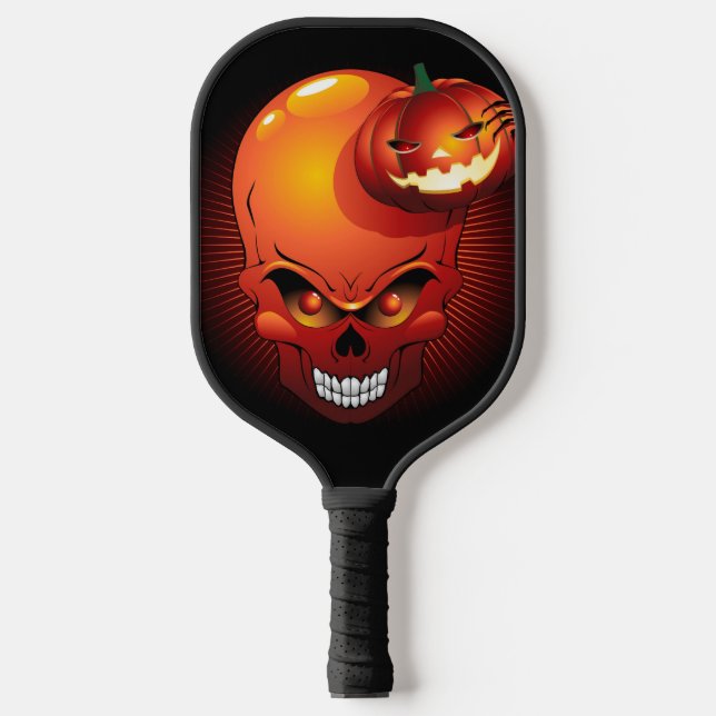 Palas De Pickleball Calavera de Halloween y calabaza (Anverso)