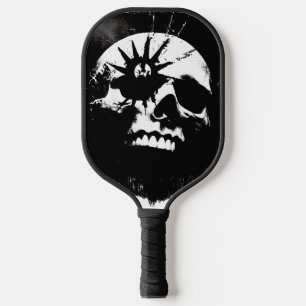 Palas De Pickleball Calavera de punk en blanco y negro