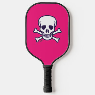 Palas De Pickleball Calavera en los huesos rosa y negra paleta de pele