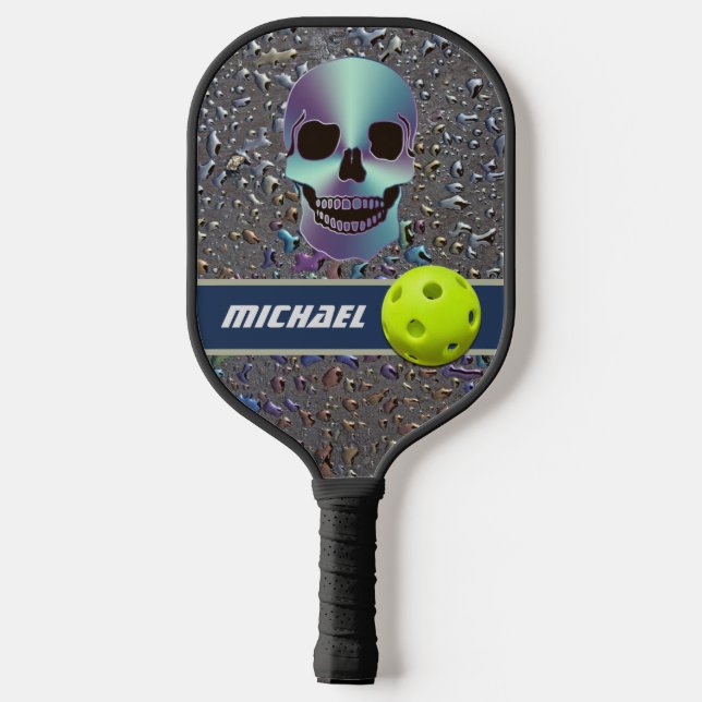 Palas De Pickleball Calavera personalizada en pista de hielo (Reverso )