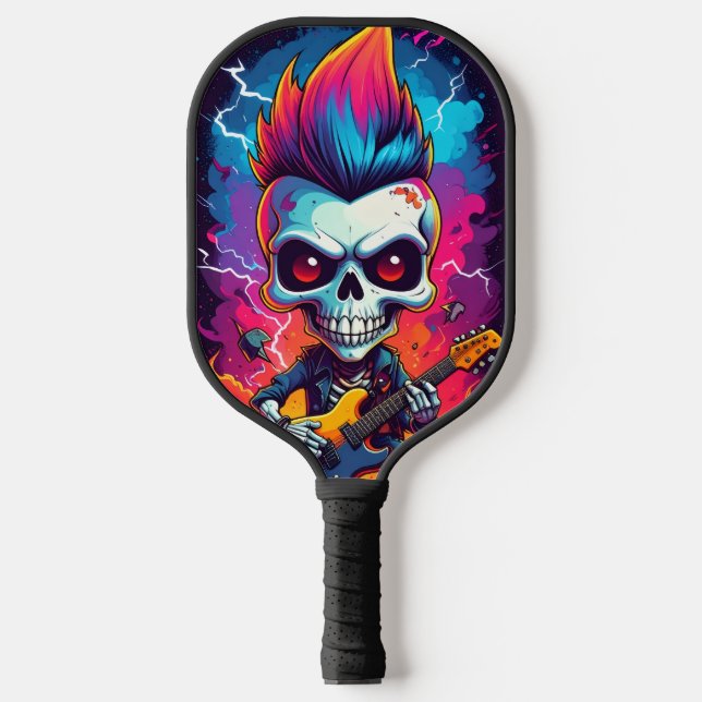 Palas De Pickleball Calavera roquera con mohawk (Anverso)