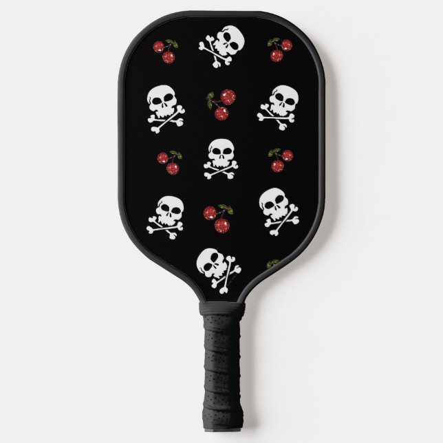 Palas De Pickleball Calaveras y cerezas rocosas de RAB en negro (Anverso)