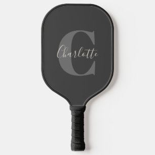 Palas De Pickleball Caligrafía Monogramada Moderna y Elegante en Negro
