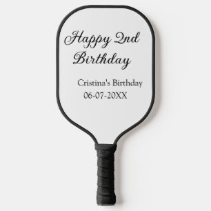 Palas De Pickleball caligrafía simple mínimo feliz segundo cumpleaños