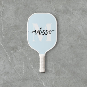 Palas De Pickleball Calligrafía de pincel monograma azul