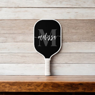 Palas De Pickleball Calligrafía de pincel monograma negro
