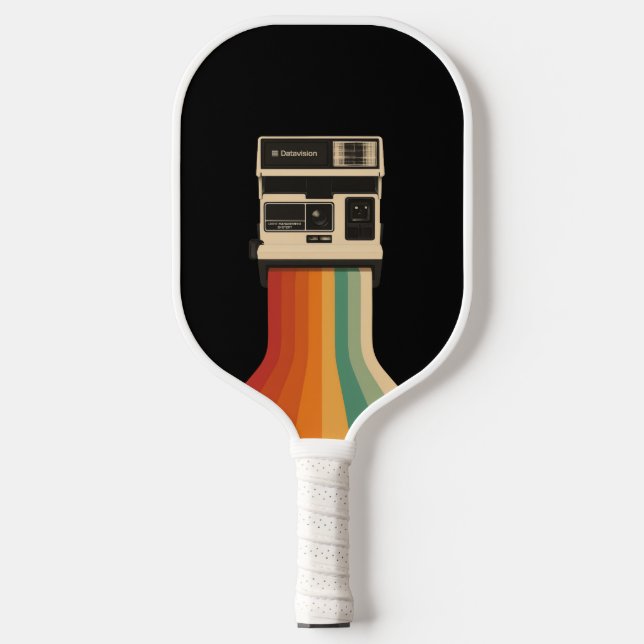 Palas De Pickleball Cámara Retro con Impresión de Arcoíris (Anverso)