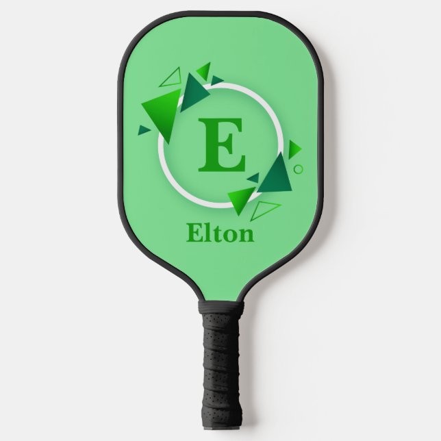 Palas De Pickleball Cambiar inicial, Añadir nombre Círculo blanco verd (Anverso)