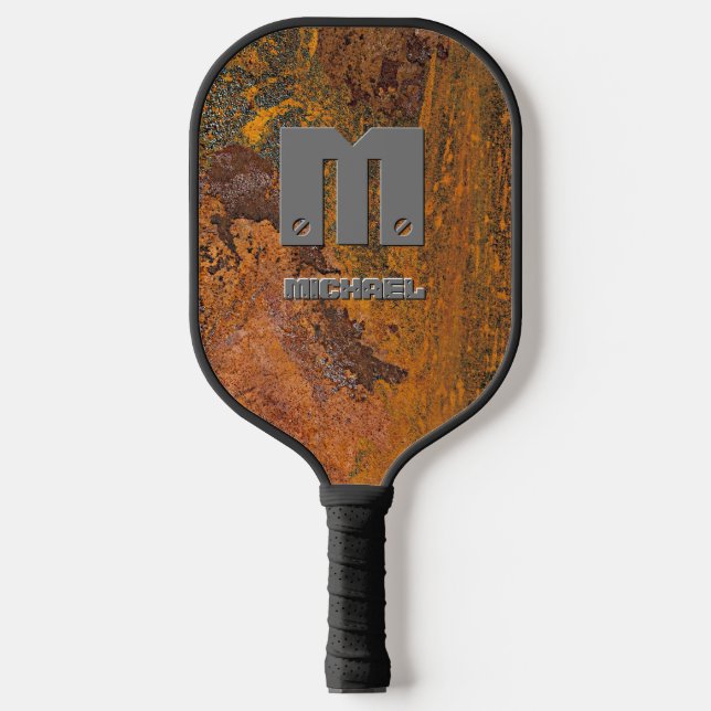 Palas De Pickleball Cambiar inicial, añadir nombre en Metalizado Rusty (Anverso)