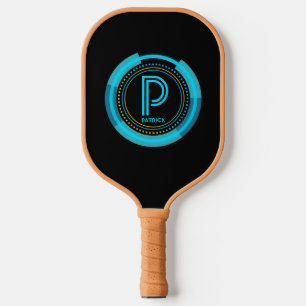 Palas De Pickleball Cambiar inicial, añadir nombre Futurista Blue Tech