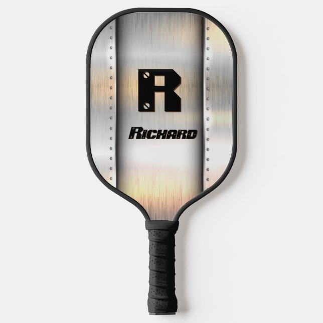 Palas De Pickleball Cambiar inicial, Añadir nombre, Tiras Metalizado c (Anverso)