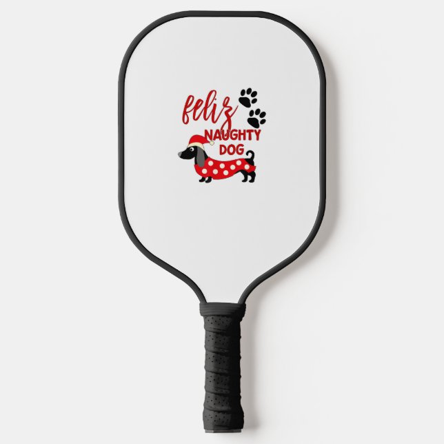 Palas De Pickleball Camisas de Navidades de Dachshund _ Divertida Feli (Anverso)