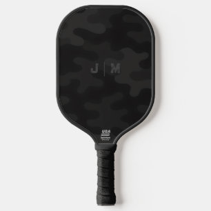 Palas De Pickleball Camo Elegante Negro Profundo Gris Oscuro Monogram