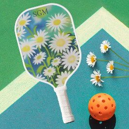 Palas De Pickleball Campo de margaritas en acuarela con monograma