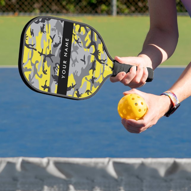 Palas De Pickleball Camuflaje amarillo y gris Tu nombre personaliza (in situ)