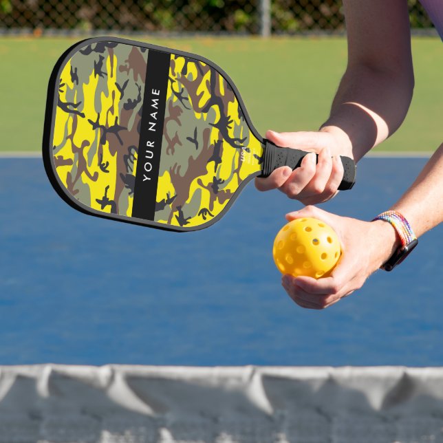 Palas De Pickleball Camuflaje amarillo y marrón Tu nombre Personaliza (in situ)