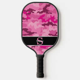 Palas De Pickleball Camuflaje de Caza Rosa de Camo Monograma Inicial